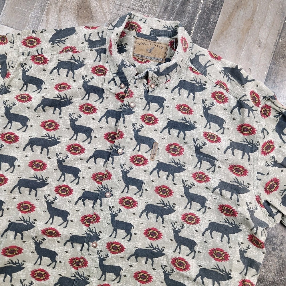 North River Outfitters Button Front Shirt Mens size 2XLT Aztec Animal Southwest